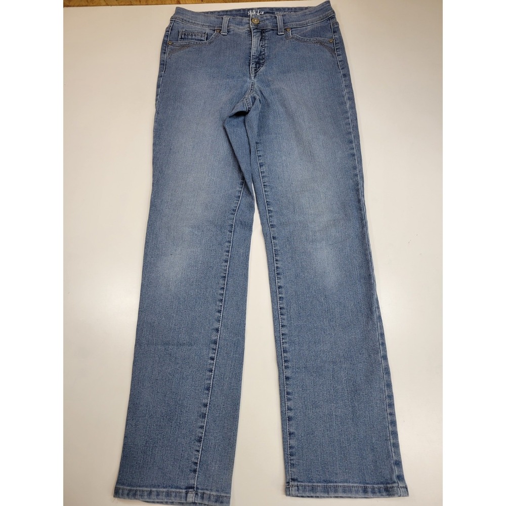 Style & Co Straight Leg Jeans Women's Size 4 Light Wash Mid Rise Stretch‎ Denim